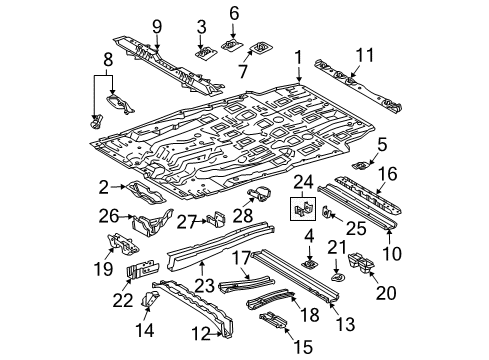 2005 Toyota Sienna Pillars, Rocker & Floor - Floor & Rails Front Crossmember Diagram for 57104-08020