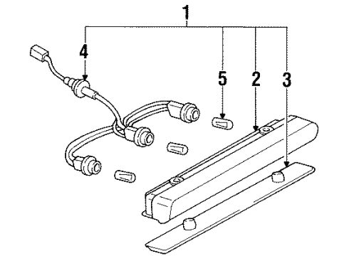1990 Nissan 300ZX Bulbs High Mounting Stop Lamp Socket Assembly Diagram for 26597-30P01