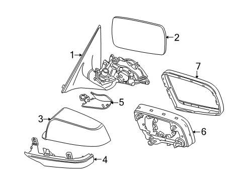 2010 BMW 535i xDrive Outside Mirrors Set Of Covers Mirror Baseplate Diagram for 51167203859