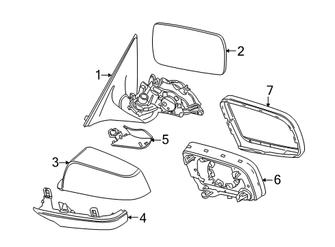 2010 BMW 535i xDrive Outside Mirrors Outside Mirror Without Glass Heated Right Diagram for 51167283770