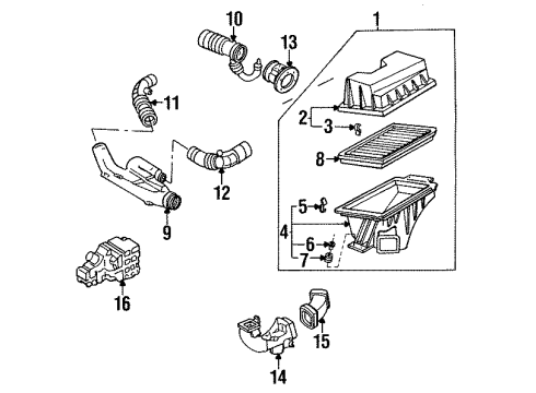 1995 Infiniti J30 Powertrain Control Body Assembly-Air Cleaner Diagram for 16528-10Y01