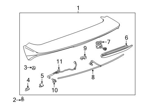 2022 Chevrolet Blazer Rear Spoiler Spoiler Nut Diagram for 11549262