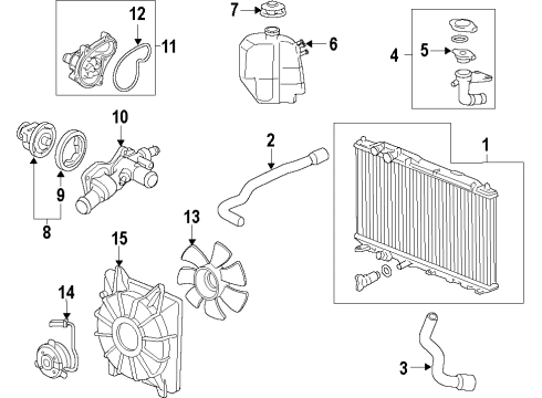 2008 Honda Fit Cooling System, Radiator, Water Pump, Cooling Fan Motor, Cooling Fan Diagram for 19030-RME-A51