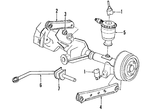 1993 Lincoln Town Car Rear Suspension Components, Lower Control Arm, Upper Control Arm, Ride Control, Stabilizer Bar Bushings Diagram for F1VY-5493-C