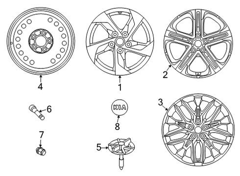 2021 Kia K5 Wheels, Center Cap Wheel Assembly-Aluminium Diagram for 52910L3310