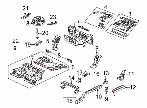 1997 Buick Century Rear Body, Rear Upper Body, Floor & Rails Impact Bar Mount Bracket Diagram for 10244416