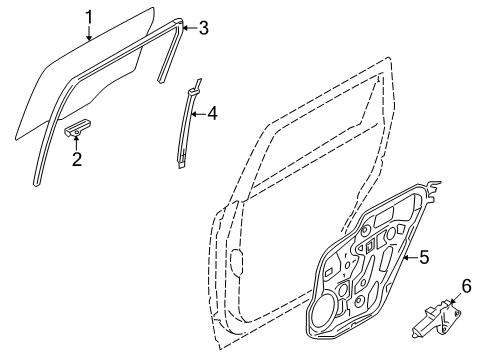 2009 Kia Borrego Rear Door Run-Rear Door Window Glass Diagram for 835302J000