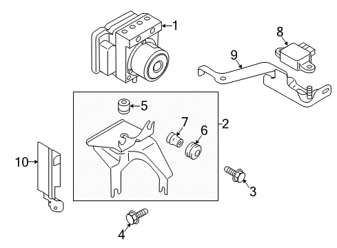 2017 Nissan Juke ABS Components Anti Skid Actuator Assembly Diagram for 47660-3PU4D