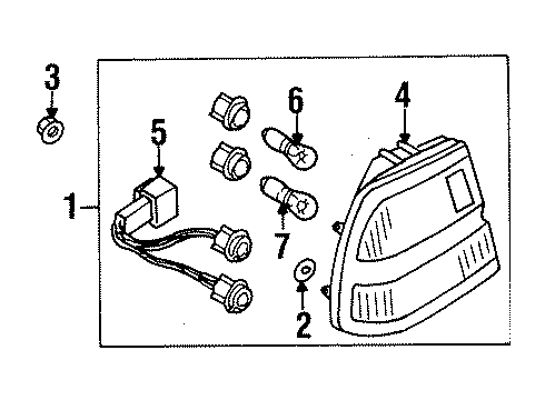 1998 Infiniti I30 Bulbs Socket Assembly Rear Combination Lamp Diagram for 26556-2L900