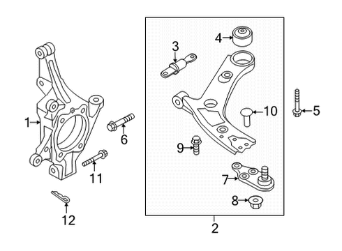 2021 Kia Sorento Front Suspension, Lower Control Arm, Stabilizer Bar, Suspension Components Bolt-Flange Diagram for 1163314396K