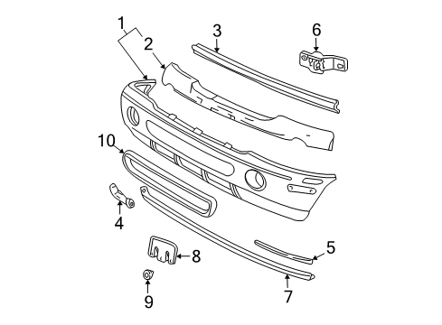 2005 Mercury Mountaineer Front Bumper Cladding Clip Diagram for -W701855-S300