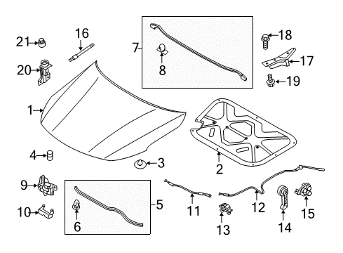 2012 Kia Optima Anti-Theft Components Pad-Hood Insulating Diagram for 811254C000