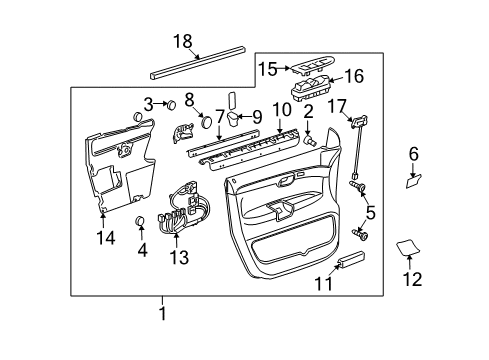 2008 Saturn Outlook Interior Trim - Front Door Window Switch Diagram for 20958431