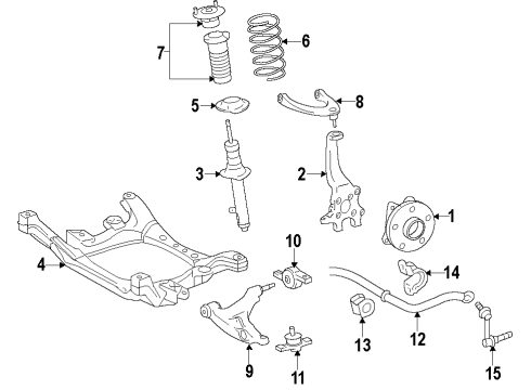 2019 Lexus IS300 Front Suspension Components, Lower Control Arm, Upper Control Arm, Stabilizer Bar Bar, Stabilizer, Front Diagram for 48811-53092