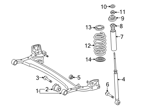 2014 Toyota Yaris Rear Axle, Suspension Components Shock Diagram for 48530-52J10