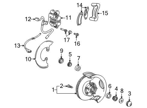 2001 Ford Explorer Sport Front Brakes Splash Shield Diagram for 4L2Z-2K004-BA