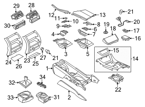 2015 BMW 550i xDrive Navigation System Insert Shifter Covering Diagram for 25117592905