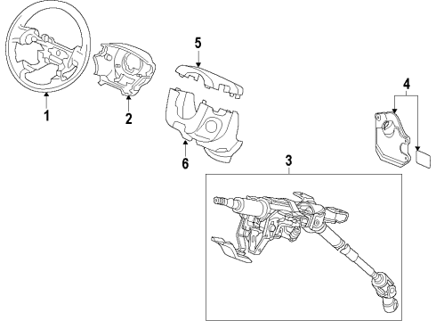 2017 Honda Accord Steering Column, Steering Wheel Column Assembly, Steering Diagram for 53200-T3W-A21