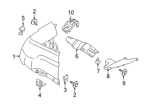 2019 Ford Transit-350 Fender & Components Fender Liner Diagram for BK3Z-16102-A