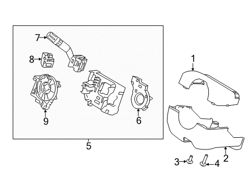 2017 Lincoln MKT Shroud, Switches & Levers Upper Column Cover Diagram for DE9Z-3530-AC