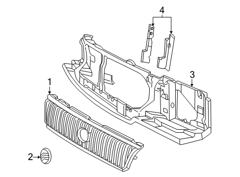 2003 Mercury Mountaineer Grille & Components Front Panel Diagram for 1L2Z-8190-BA