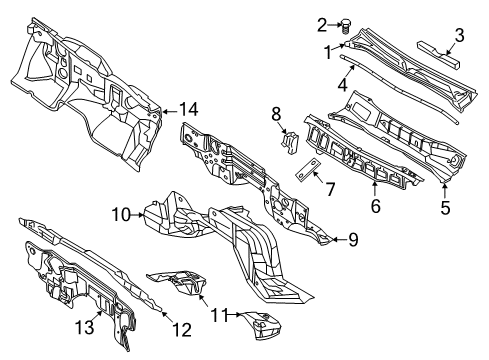 2022 Nissan Armada Cowl INSULATOR Dash Center Diagram for 67900-1LA0A