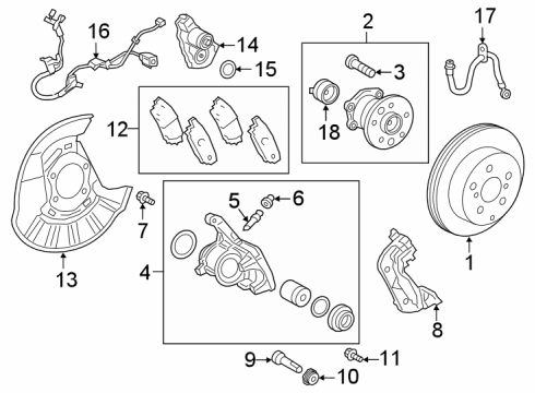 2021 Toyota Avalon Rear Brakes Caliper Assembly Mount Bolt Diagram for 90016-AA614