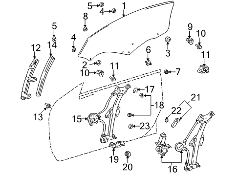 2000 Toyota Celica Front Door Stabilizer Diagram for 67236-22040