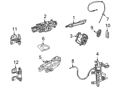 2022 Jeep Wagoneer Lock & Hardware OUTSIDE HANDLE TO LATCH Diagram for 68426072AD