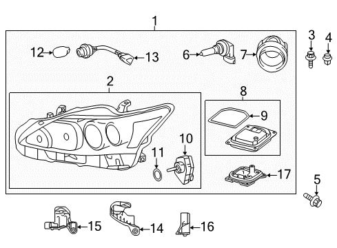 2011 Lexus CT200h Headlamps Headlamp Unit Assembly, Right Diagram for 81130-76010