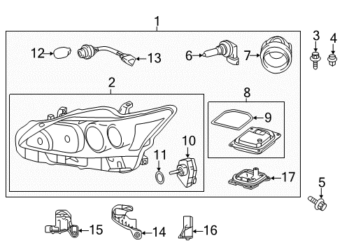 2017 Lexus CT200h Bulbs Headlamp Unit With Gas, Left Diagram for 81185-76161