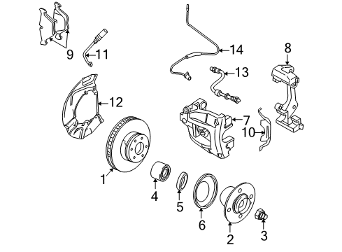 2005 BMW X3 Front Brakes Protection Plate Right Diagram for 34113411872