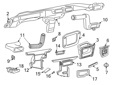 1994 GMC Sonoma A/C & Heater Control Units Heater & Air Conditioner Control Assembly Diagram for 16074175