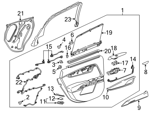 2013 Cadillac XTS Rear Door Window Motor Diagram for 22788196