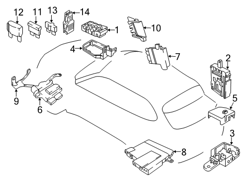 2018 BMW X5 Fuse & Relay Power Distribution Box, Front Diagram for 61149224866