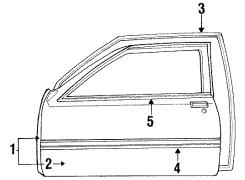 1989 Chrysler LeBaron Door & Components, Exterior Trim WEATHERSTRIP A B/S/A Panel Door O Diagram for 4658770