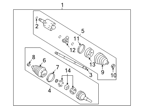 1999 Oldsmobile Alero Drive Axles - Front Boot Kit, Front Wheel Drive Shaft Tri-Pot Joint Diagram for 26091312