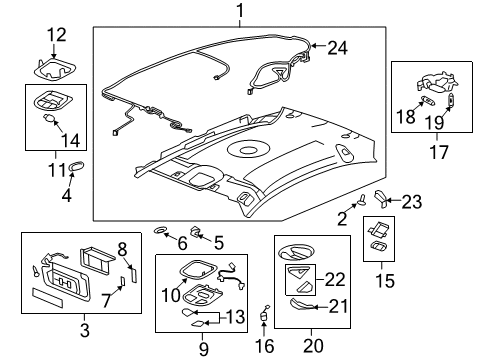 2009 Chevrolet Malibu Interior Trim - Roof Plate, Roof Console Accessory Switch Trim Diagram for 25871867