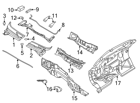 2014 Nissan NV3500 Cowl INSULATOR Dash Center Diagram for 67900-1PB0A