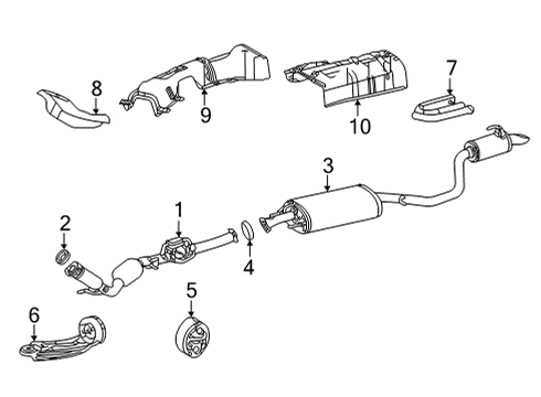 2022 Toyota Highlander Exhaust Components Rear Insulator Diagram for 58043-0E020