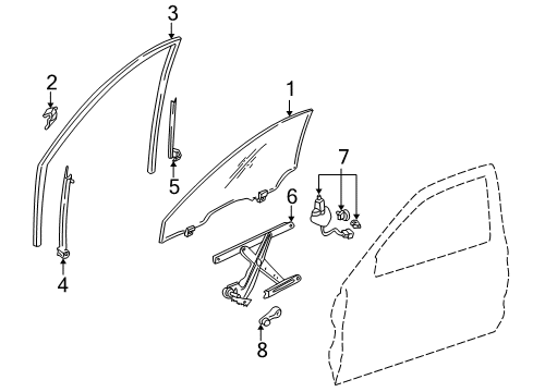 1996 Honda Civic Front Door Sash, R. FR. Door (Lower) (FR) Diagram for 72230-S03-003