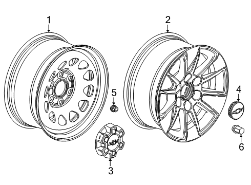 2021 Chevrolet Silverado 1500 Wheels Center Cap Diagram for 23378301