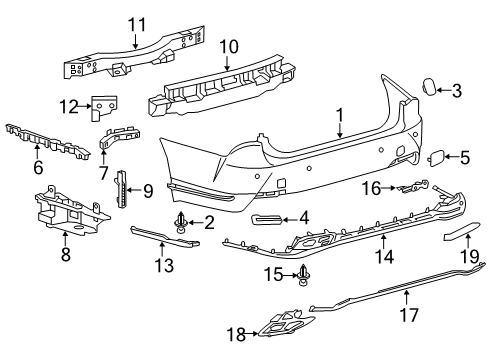 2018 Lexus LS500h Rear Bumper Support, Rear Bumper Side Diagram for 52155-50080