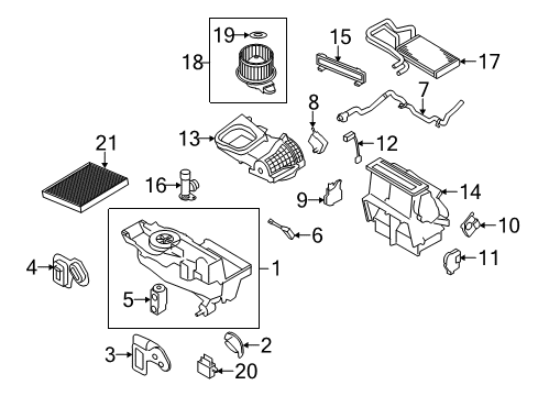 2011 Ford Flex A/C Evaporator & Heater Components Evaporator Assembly Seal Diagram for AG1Z-19B739-A