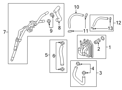 2020 Hyundai Elantra Trans Oil Cooler Hose Assembly-Radiator, Upper Diagram for 25414-F2500