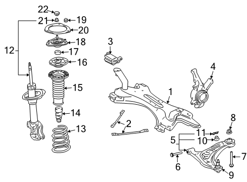Diagram for 2004 Scion xB Front Suspension Components 