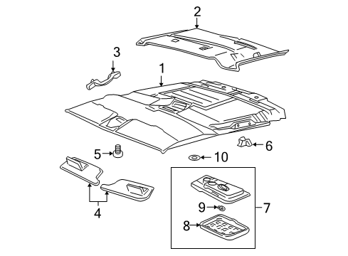 2000 GMC Yukon XL 2500 Interior Trim - Roof Lamp Asm-Dome *Oak Diagram for 15044376