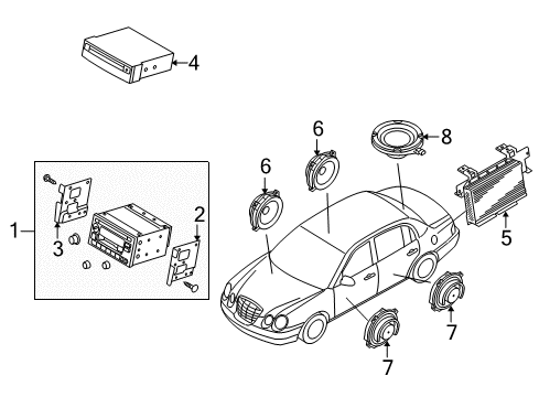2004 Kia Amanti Sound System Tweeter Speaker Assembly, Right Diagram for 963103F500