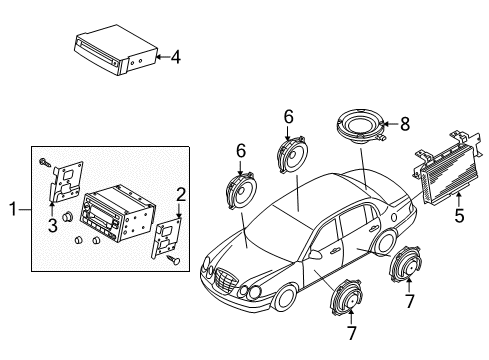2004 Kia Amanti Sound System Tweeter Speaker Assembly, Left Diagram for 963103F000