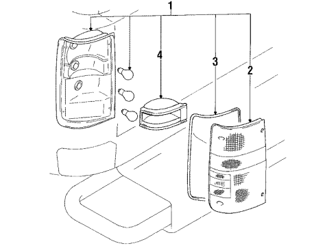 1993 Toyota Pickup Tail Lamps Shade Diagram for 81557-89163